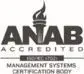 ANAB Accredited logo with a torch, text below reads: "ISO 45001:2018 Management Systems Certification Body.