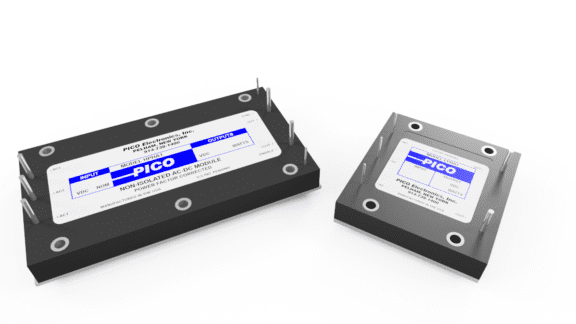 Two rectangular electronic components labeled "PICO" on white background. One component is larger with eight pins; the other is smaller with six pins.