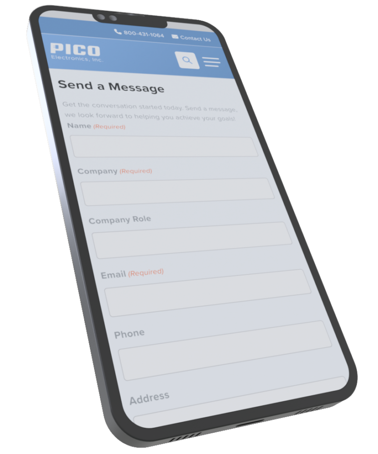 Pico contact us form on mobile screen