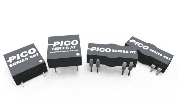 Four black electronic components labeled "PICO SERIES SAT," "PICO SERIES AT," "PICO SERIES DT," and "PICO SERIES SDT," are arranged against a plain white background.